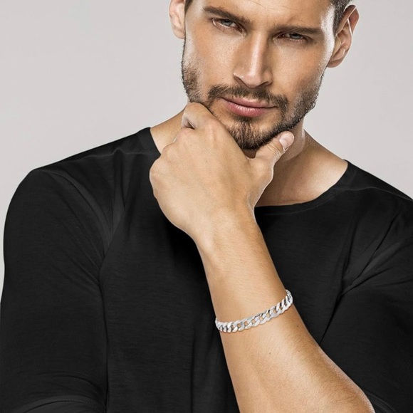 925 Sterling Silver Italian Solid 9mm Diamond-Cut Cuban Link Curb Chain ZA815 - Picture 3 of 5